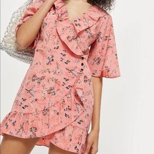 Topshop mini floral dress Pink ruffles